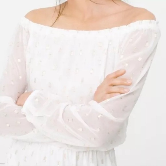 WHBM White Dress with Gold accents Size L NWT - Picture 11 of 12